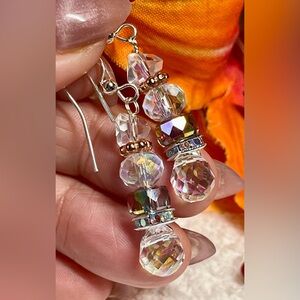 💕✨ICED bling earrings white on white /clear Swarovski and stunning AB CRYSTALS